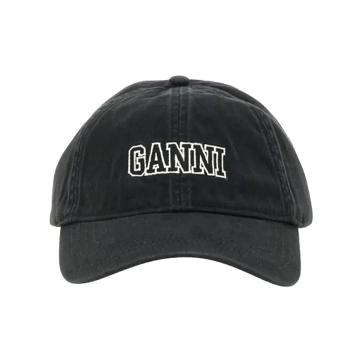 GANNI Logo Embroidered Curved Peak Hat-0