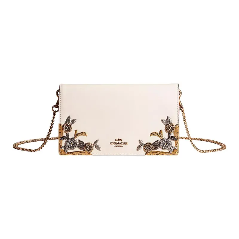 COACH Callie Glove Tanning Crossbody Bag Shoulder Bag Women's Brass & Chalk White-0