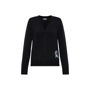 Burberry Logo Patch V Neck Knitted Cardigan