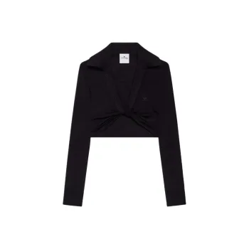 COURREGES Twist detail Cropped Polo Jumper