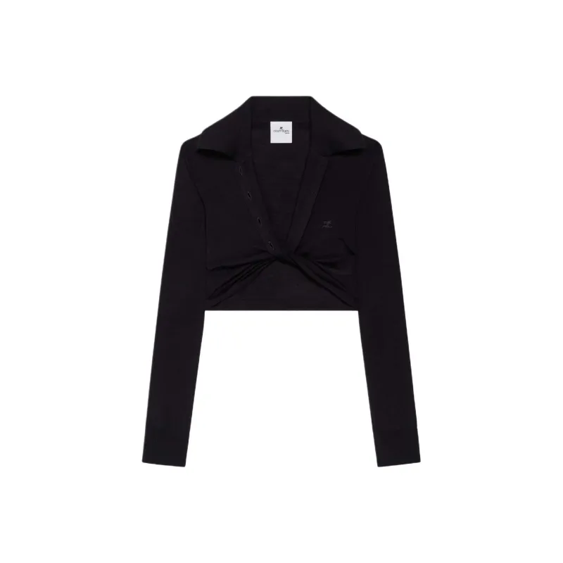 COURREGES Twist detail Cropped Polo Jumper-0