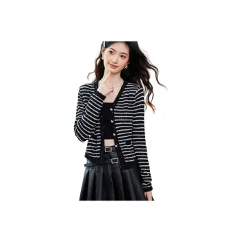 Emodues Knitwear Women's Black White Stripes
