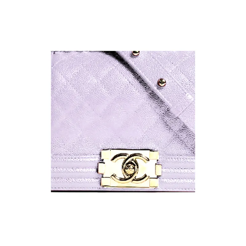 CHANEL Caviar Cow Leather Shoulder Bag, Crossbody Bag Women's Purple-1