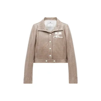 COURREGES Reedition Checked Vinyl Jacket 'Brown/White'