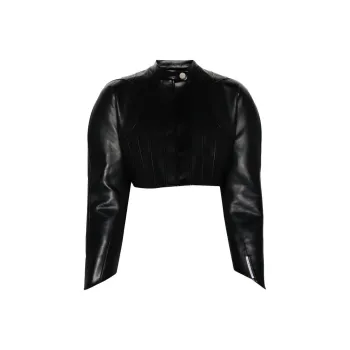 Aleksandre Akhalkatsishvili Shoulder pads Cropped Biker Jacket