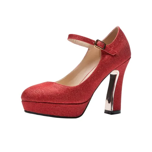 Lan Miao Chunky Heel High Heels Women's Red