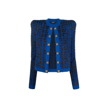 BALMAIN Monogram Jacquard Cropped Jacket