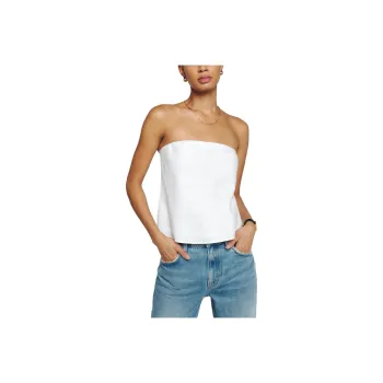 REFORMATION Spritz Linen Top Strapless Top Women's White