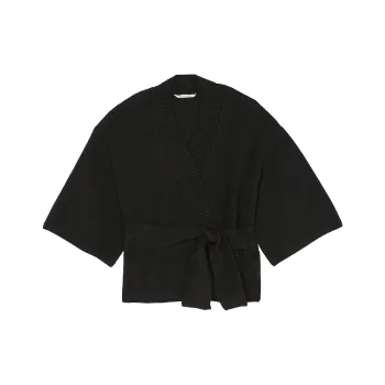 Victoria's Secret Luxe Crème Knit Wrap Sweater / BLACK Knitwear Women's Black