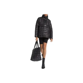 MICHAEL KORS Stirling Studded Quilted Ciré Popover Jacket