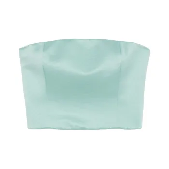 EMPORIO ARMANI SS25 Strapless Top Women's Turquoise Blue Green