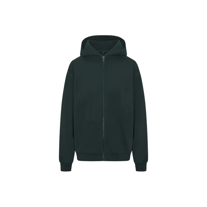 SKIMS FW24 VINTAGE FLEECE OVERSIZED ZIP UP HOODIE Sweatshirt Women's CYPRESS/Cypress Green-0