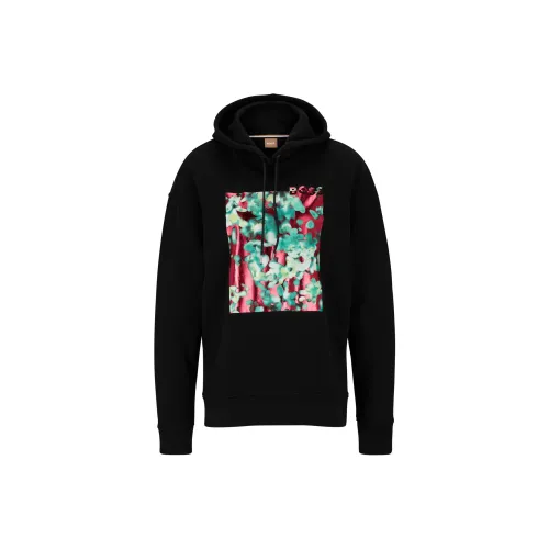 HUGO BOSS Relaxed-Fit Hoodie With Seasonal Artwork Sweatshirt Women's Black