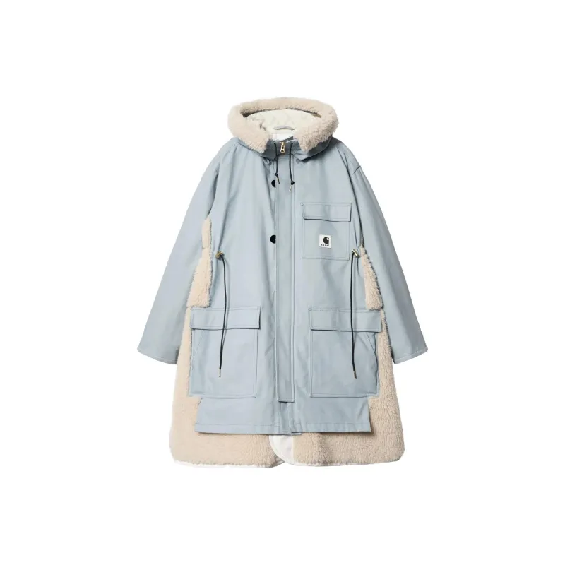 Sacai X Carhartt Wip Women's Canvas Siberian Parka Light Blue-0