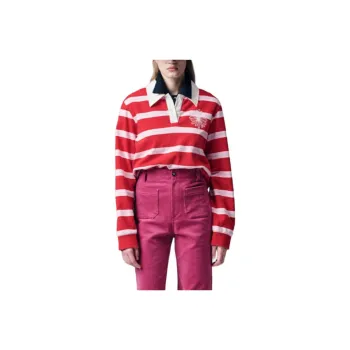 MARDI MERCREDI FW24 VINTAGE RUGBY SHIRT STRIPE_RED Polo Shirt Korean Style Women's Red