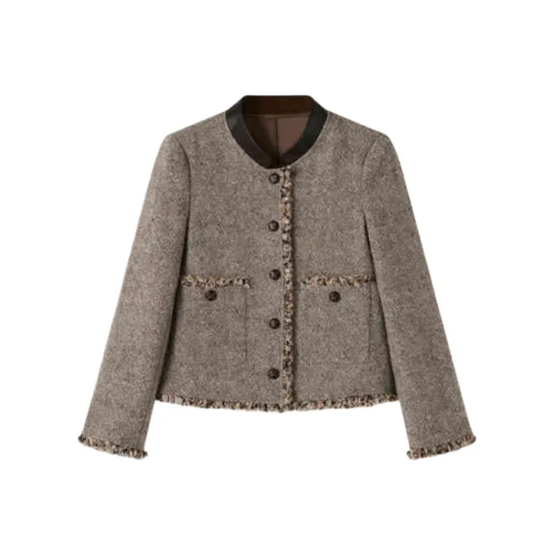 SHUXI Jackets Coats Women's Buckskin Color-0