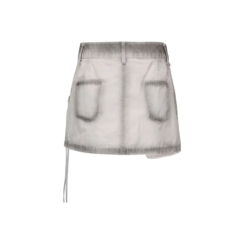 VANN VALRENCÉ 25 Summer Denim Short Skirts Women's Light Gray-1