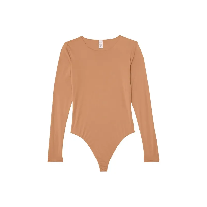 Victoria's Secret FeatherSoft™ BODYWEAR Long-Sleeve Bodysuit/TOFFEE Bodysuits Women's Milk Candy-0