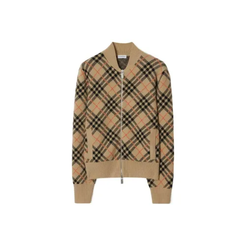Burberry Checked Knitted Zip-Up Bomber Jacket