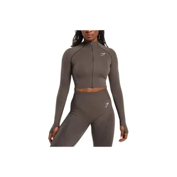 GYMSHARK VITAL SEAMLESS 2.0 Jackets Coats Women's Brown Mudstone Gray