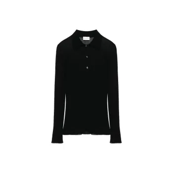 Moncler Fine ribbed Polo Top