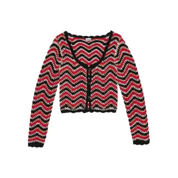 GANNI U Neck Cropped Cardigan