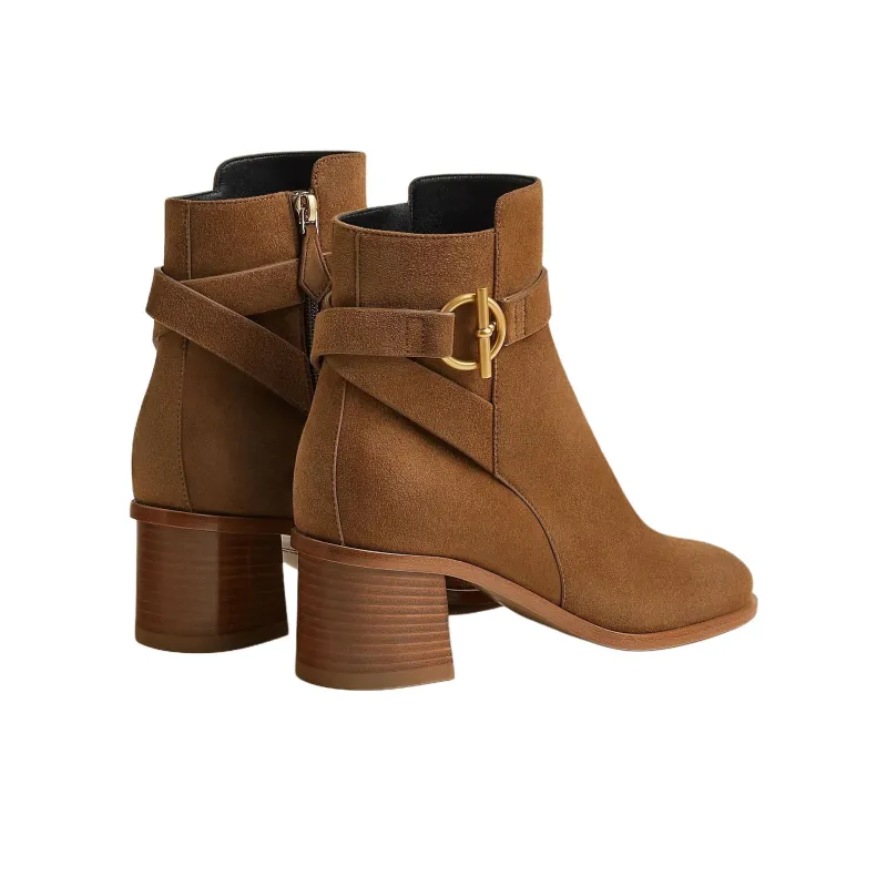 HERMES Jill Ankle Boots 6cm Women's Brown-2