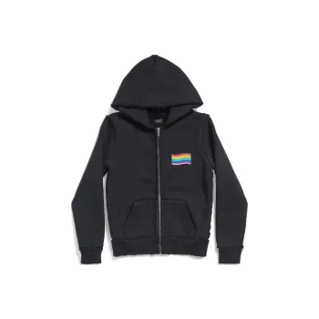 Balenciaga Rainbow Printed Zip-Up Hoodie
