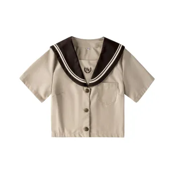 RIMUXINGHE Shirts Women's Milk Tea Two Book Short Sleeved
