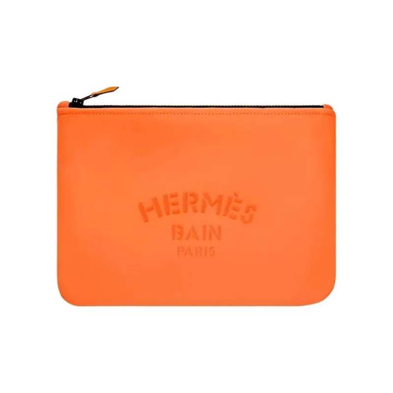 HERMES Neobain Nylon Clutch Medium Size Women's Orange-0