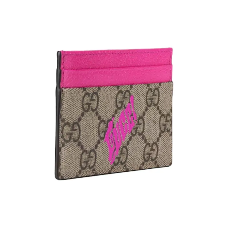 GUCCI GG Monogram Coated Fabric Card Holder Card Holder Men's Beige & Pink-1