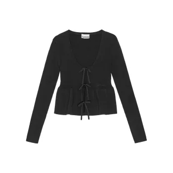 GANNI Ribbed Knit Cardigan