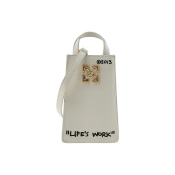 OFF WHITE Leather Shoulder Bag, Crossbody Bag Women's Ecru