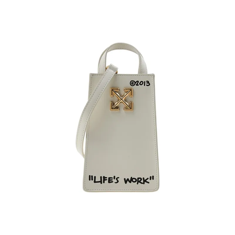 OFF WHITE Leather Shoulder Bag, Crossbody Bag Women's Ecru-0