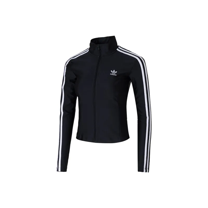 Adidas Women's Adicolor 3 Stripes Slim Track Top Black-0
