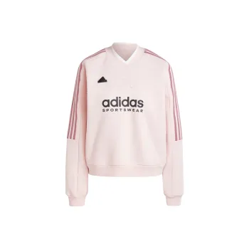 Adidas Women's Tiro Cut 3 Stripes Fleece Sweatshirt Sandy Pink