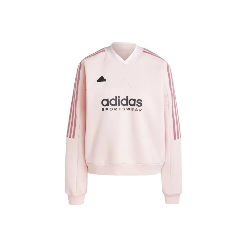 Adidas Women's Tiro Cut 3 Stripes Fleece Sweatshirt Sandy Pink-0