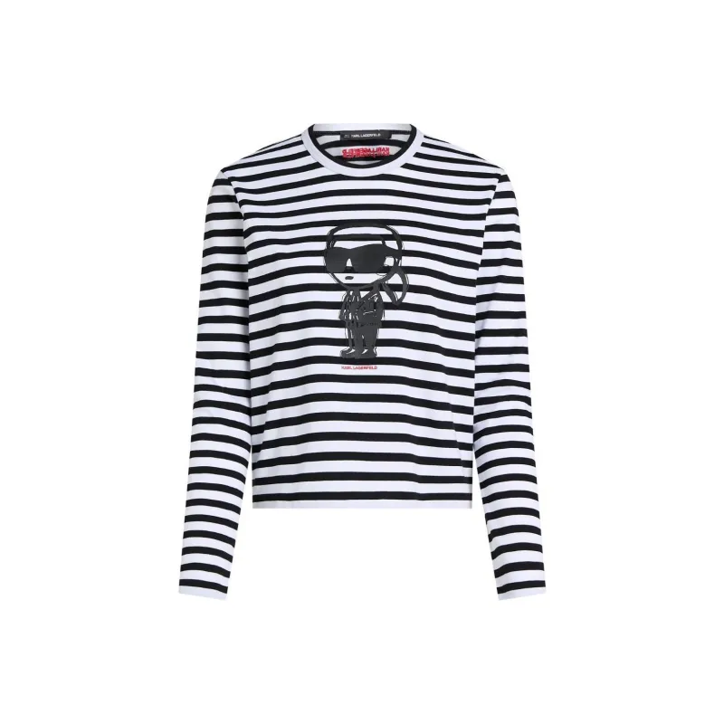 Karl Lagerfeld Ikon Striped Cotton T shirt-0