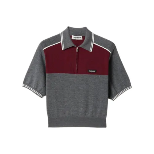 MIU MIU Polo Shirt Women's Gray Red