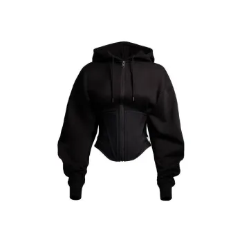 H&M Corset Waist Hooded Jacket Black
