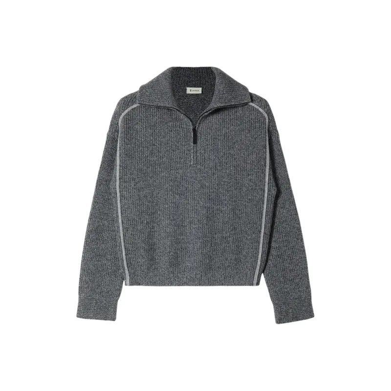 LILIXIUKE Cashmere Knit Sweater Women's Button Flower Gray-0