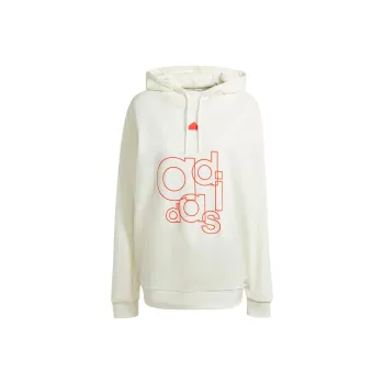 Adidas French Terry Print Hoodie Sweatshirt Women's White