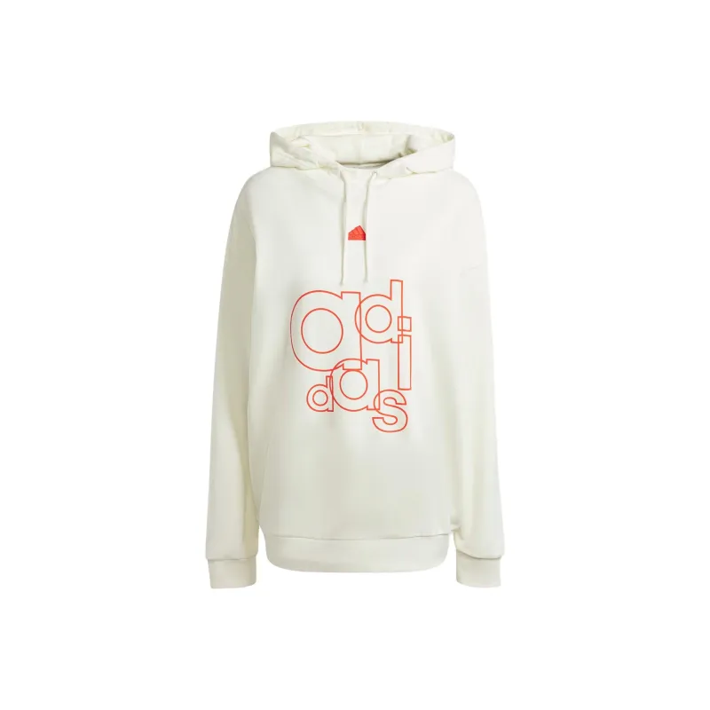 Adidas French Terry Print Hoodie Sweatshirt Women's White-0