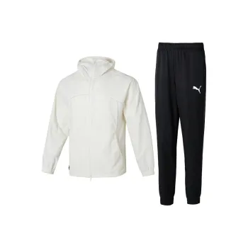 PUMA Casual Sportswear Men Set White Jacket+Black Pants