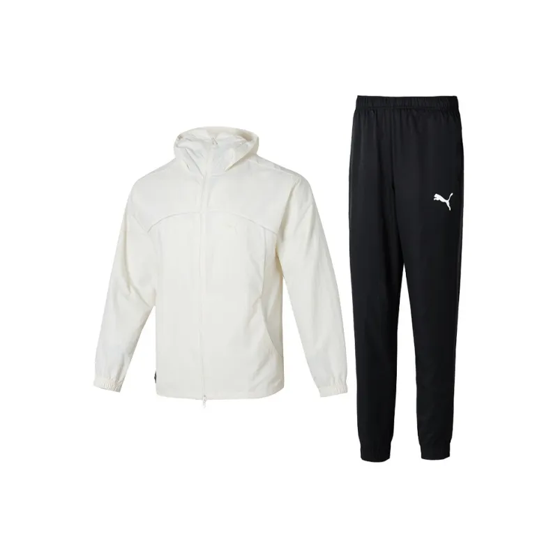 PUMA Casual Sportswear Men Set White Jacket+Black Pants-0