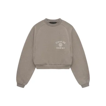 Fear Of God Essentials Women's Fleece Cropped Crewneck FW24 Heather Gray