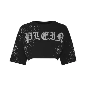 PHILIPP PLEIN Crystal embellished Cropped T shirt