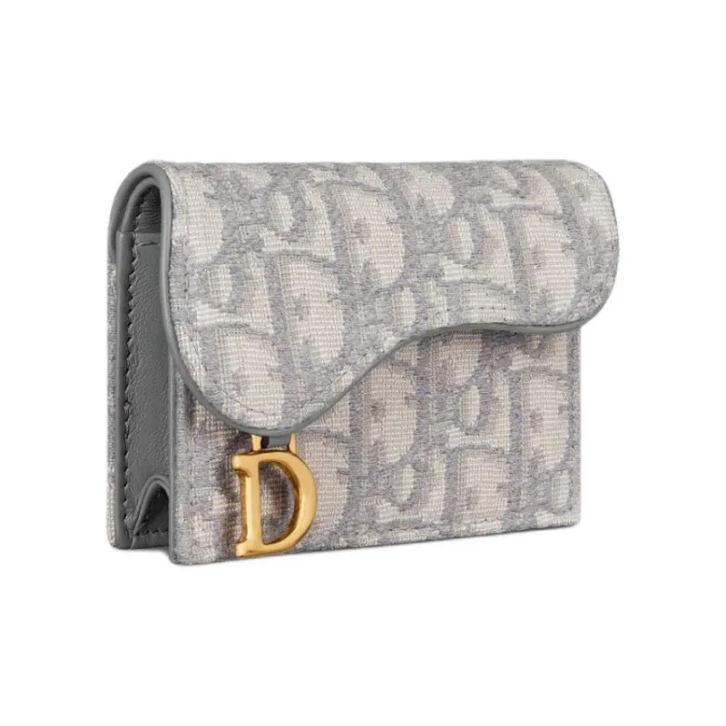DIOR Saddle Cotton Wallet Women's Gray-1