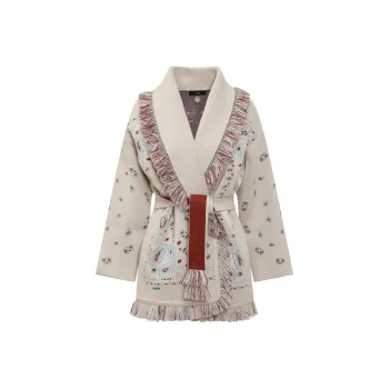 Alanui Bandana Jacquard Belted Cardigan