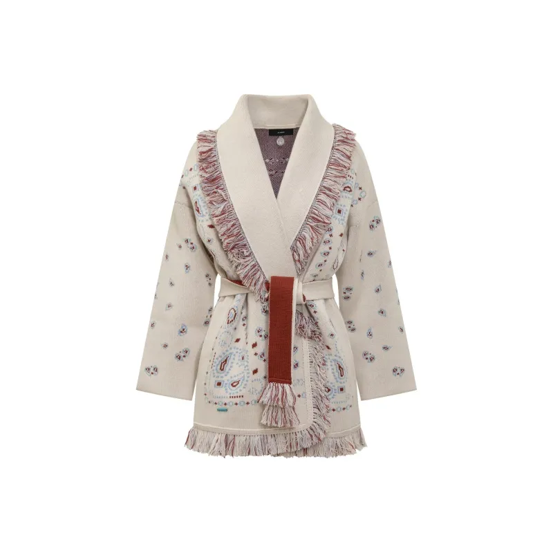 Alanui Bandana Jacquard Belted Cardigan-0